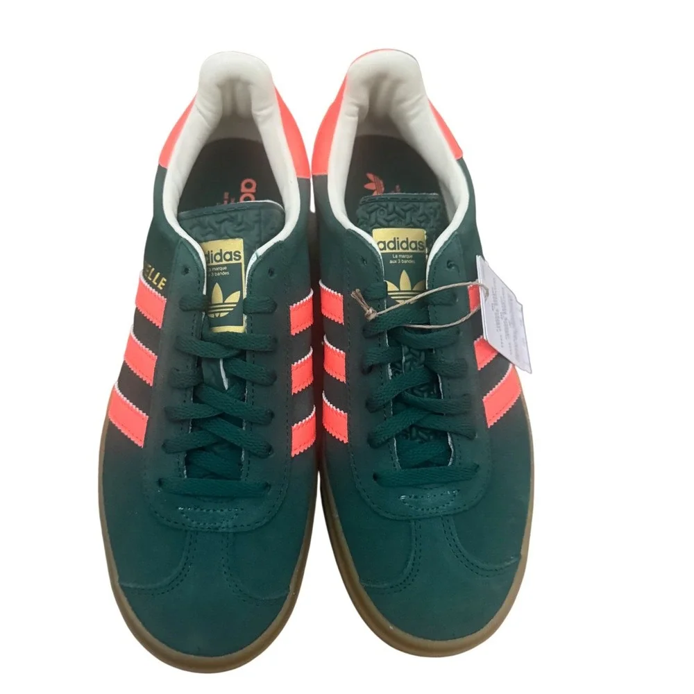 Adidas Gazelle Bold J Kids Shoes Green Coral Suede Platform Sneakers new - Picture 7 of 9
